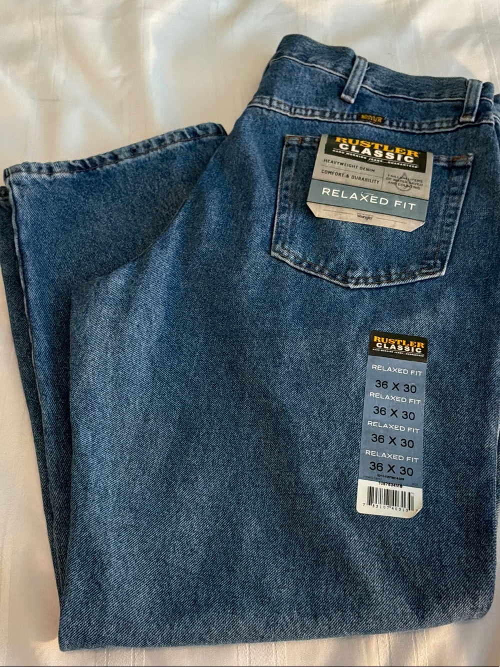 Rustler Classic Relaxed Fit Jeans - Denim Blue size 36x 30